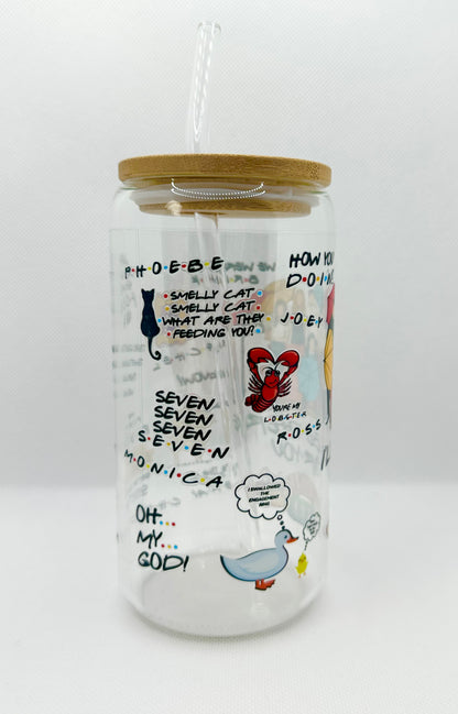 90s Sitcom TV Show Inspired 16oz Glass Tumbler with Straw