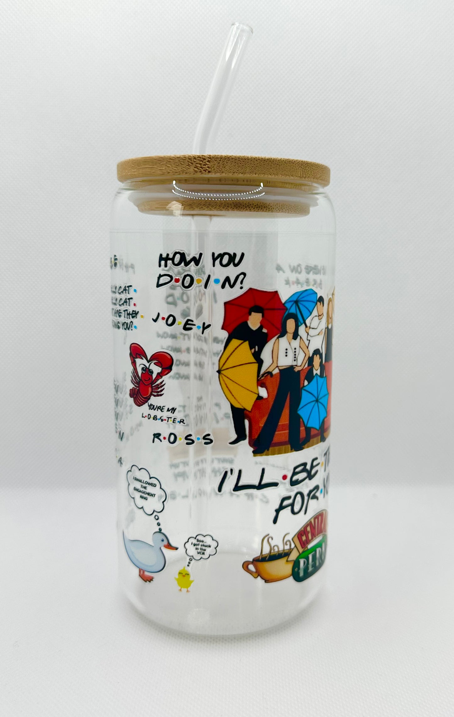 90s Sitcom TV Show Inspired 16oz Glass Tumbler with Straw