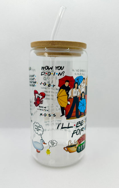 90s Sitcom TV Show Inspired 16oz Glass Tumbler with Straw