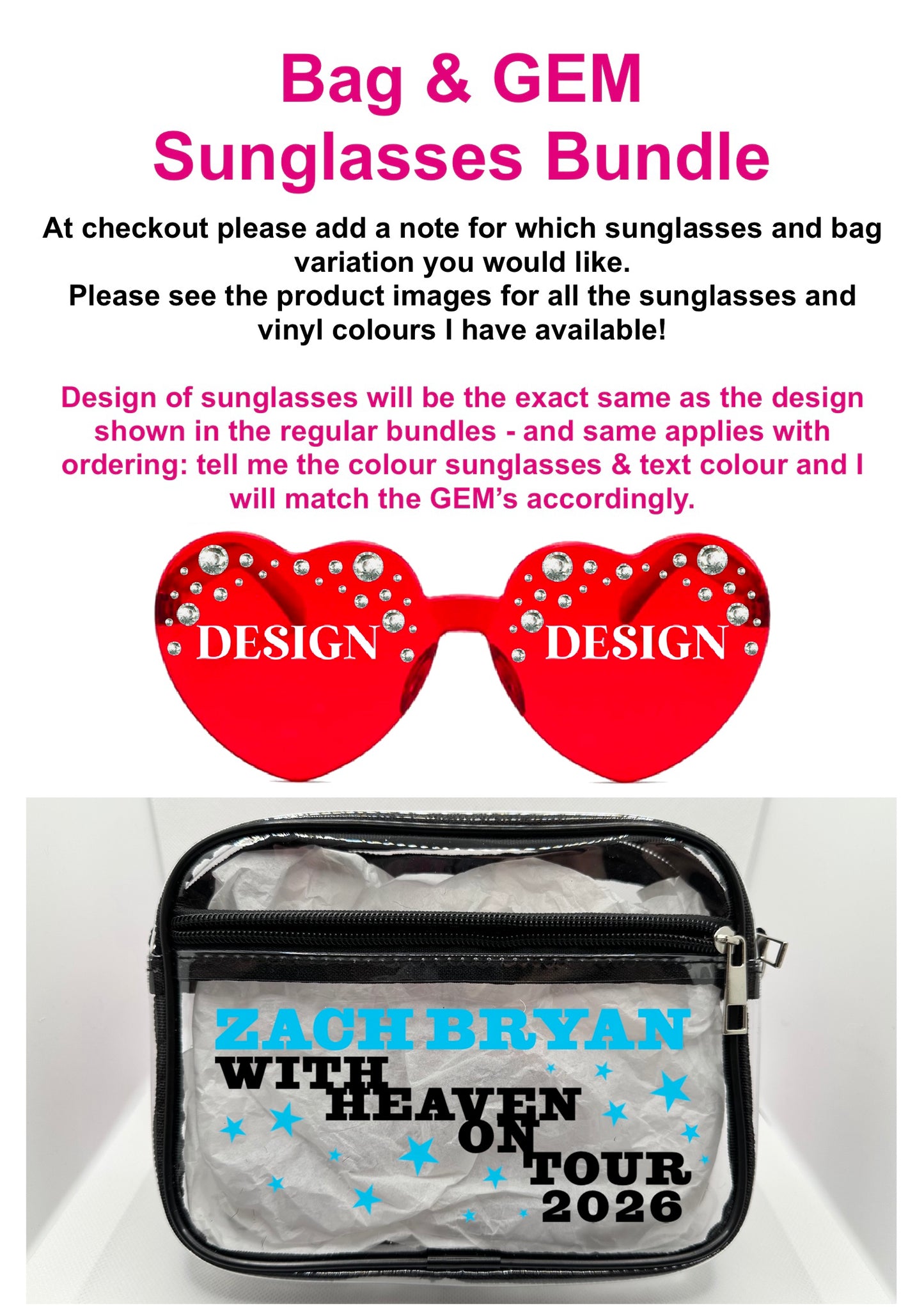 ZB 2026 Tour Concert Bag Clear Stadium Approved PVC Concert Crossbody