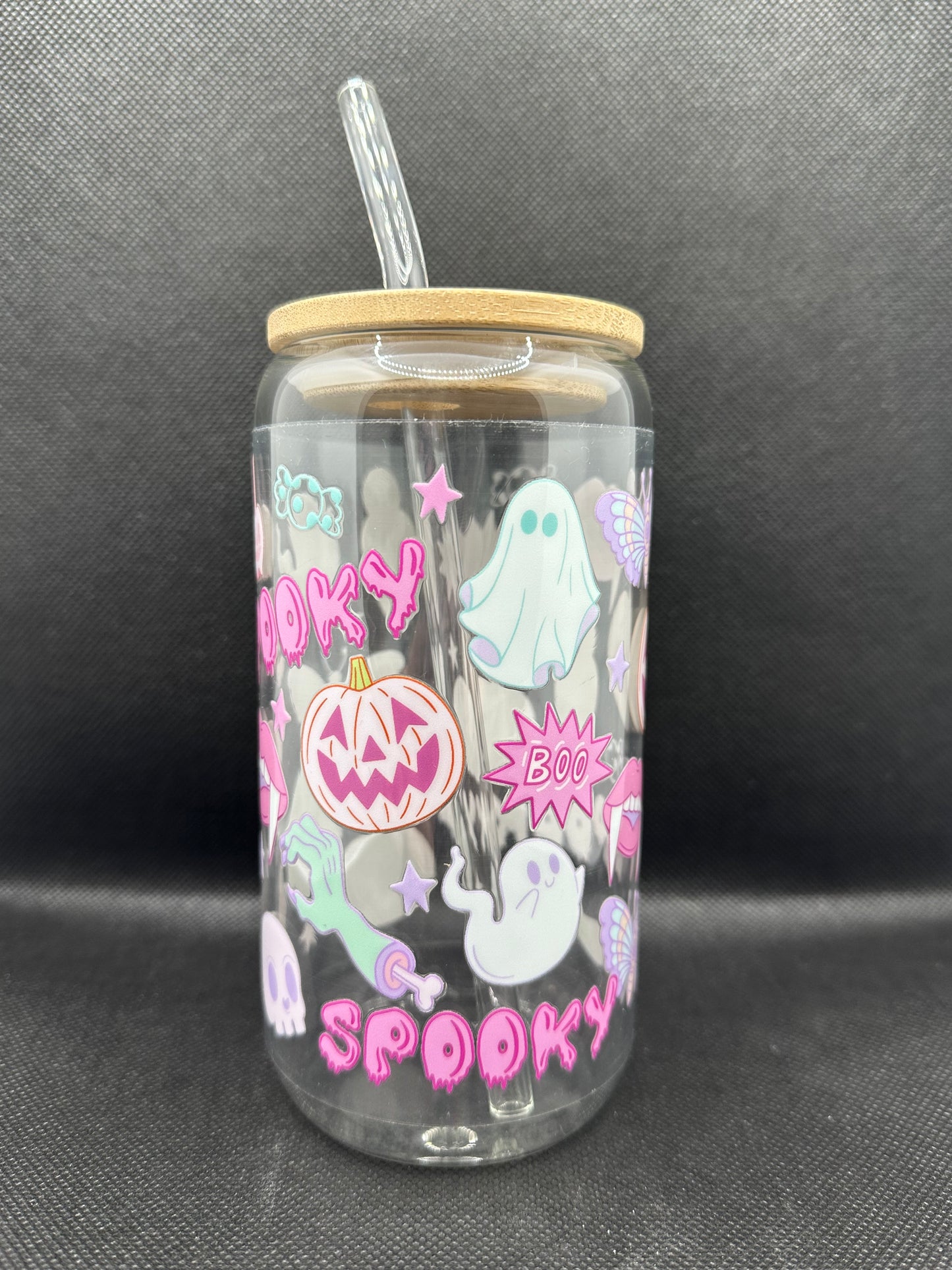 Y2K Cute Pastel Halloween 16oz Glass Tumbler with Straw
