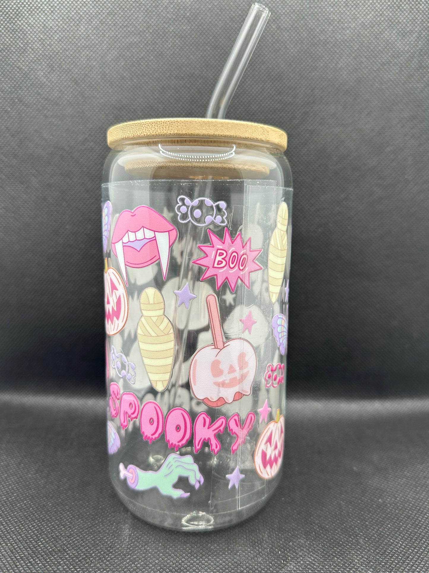 Y2K Cute Pastel Halloween 16oz Glass Tumbler with Straw