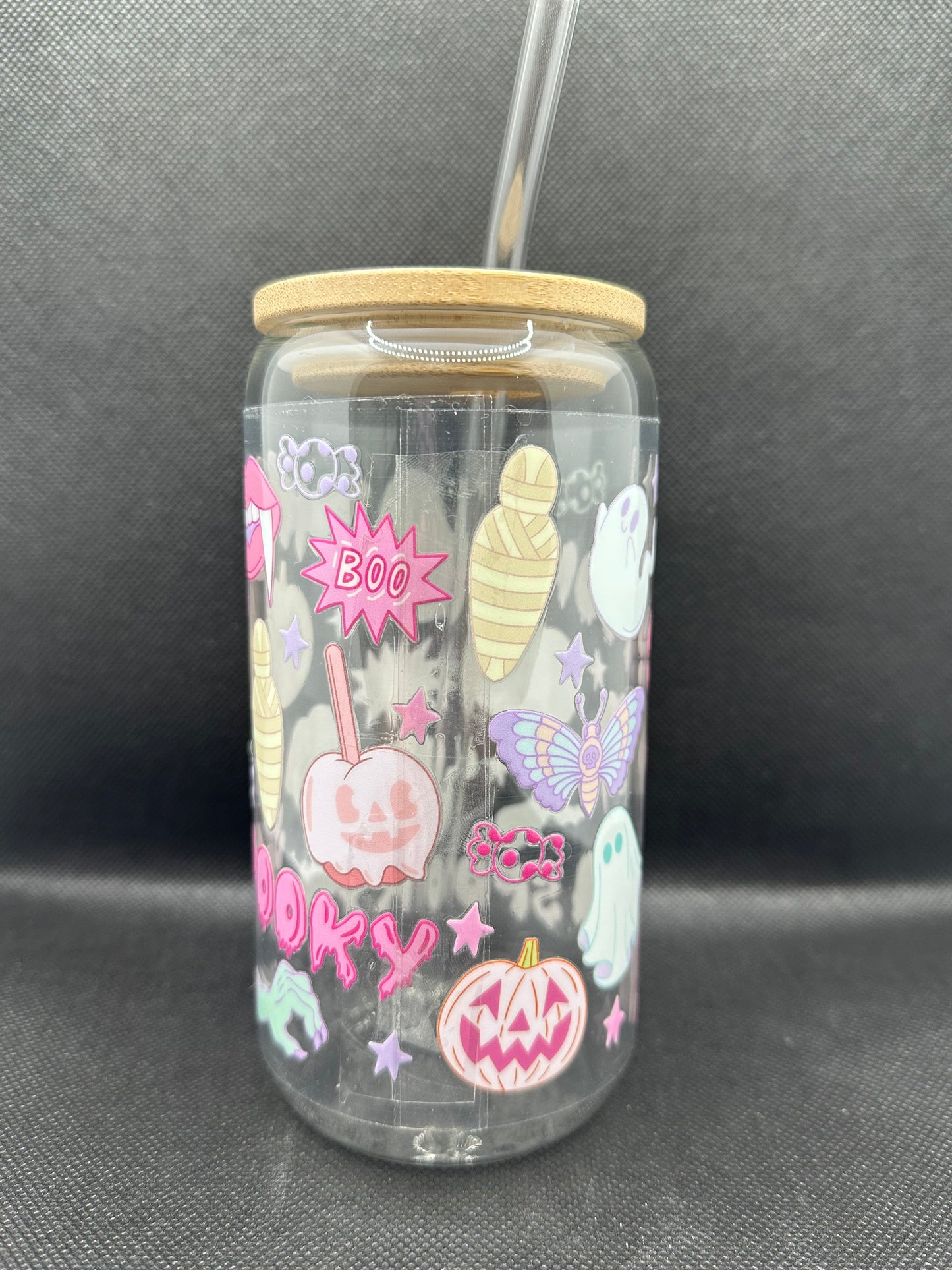 Y2K Cute Pastel Halloween 16oz Glass Tumbler with Straw