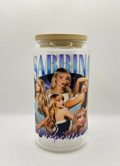 SC 16oz Clear Glass Tumbler with Straw