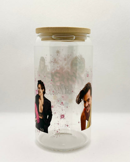 HS 16oz Clear Glass Tumbler with Straw
