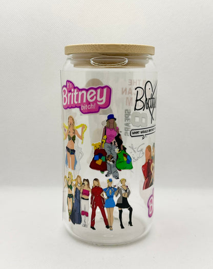 BS 16oz Clear Glass Tumbler with Straw