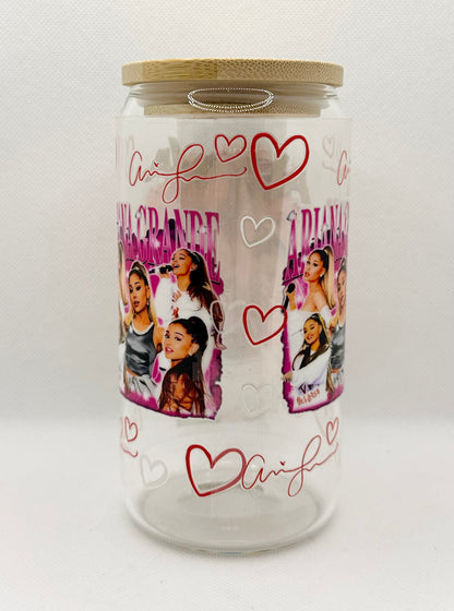 AG 16oz Clear Glass Tumbler with Straw