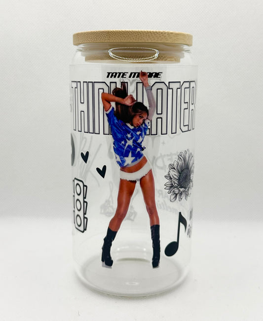 TM 16oz Clear Glass Tumbler with Straw