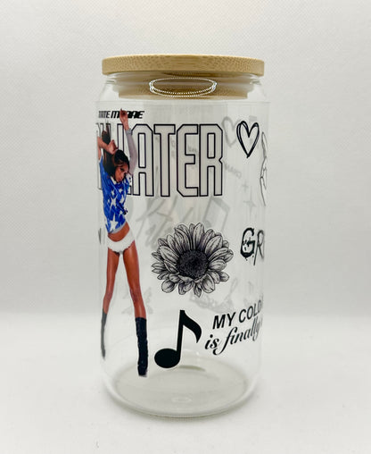 TM 16oz Clear Glass Tumbler with Straw