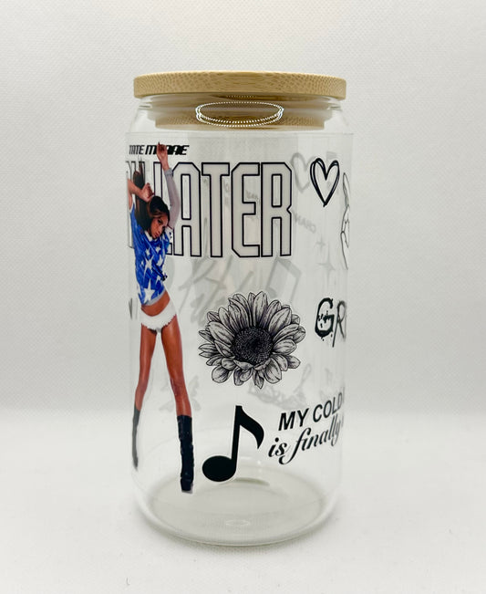 TM 16oz Clear Glass Tumbler with Straw