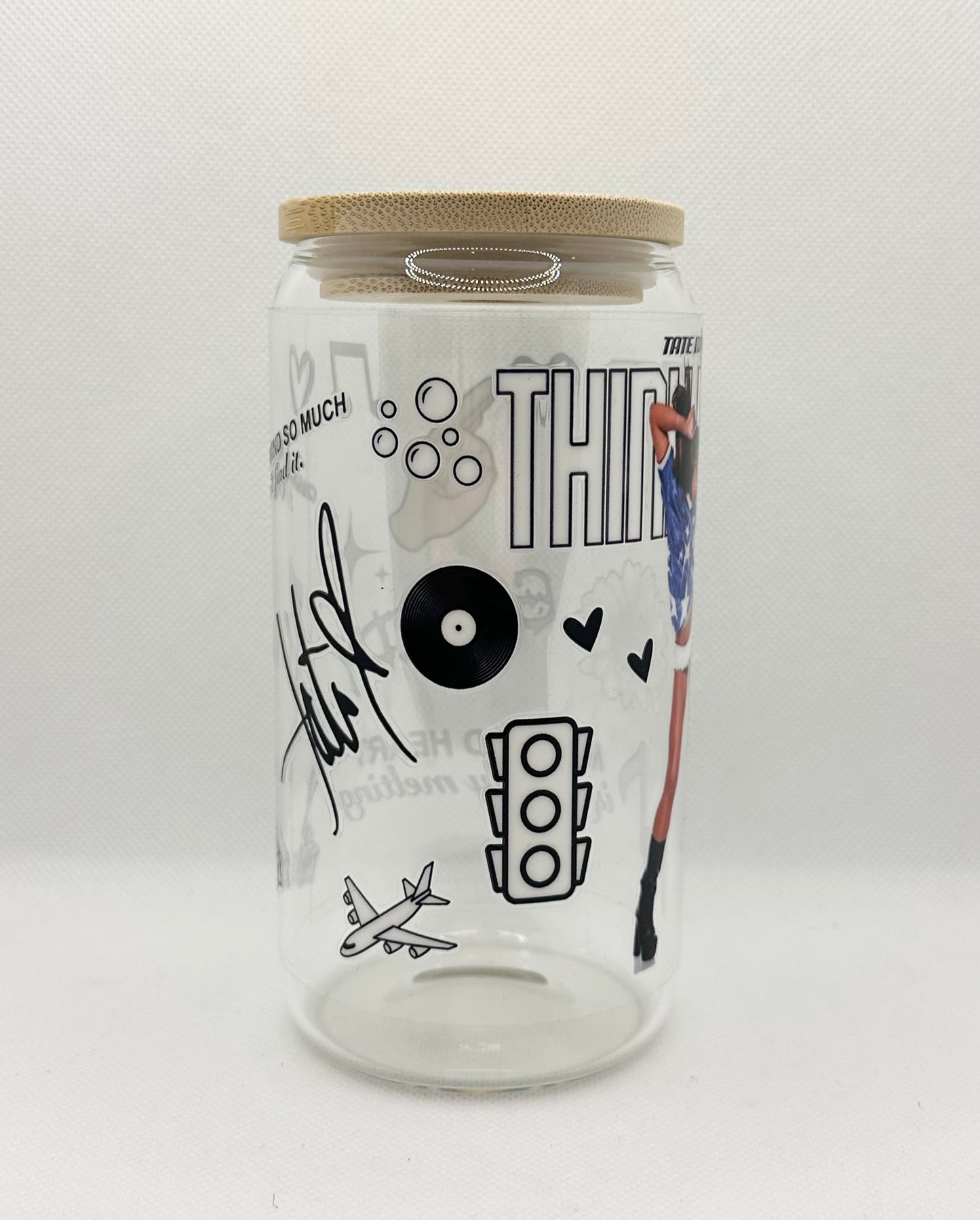 TM 16oz Clear Glass Tumbler with Straw