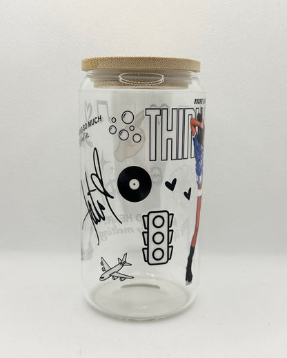 TM 16oz Clear Glass Tumbler with Straw