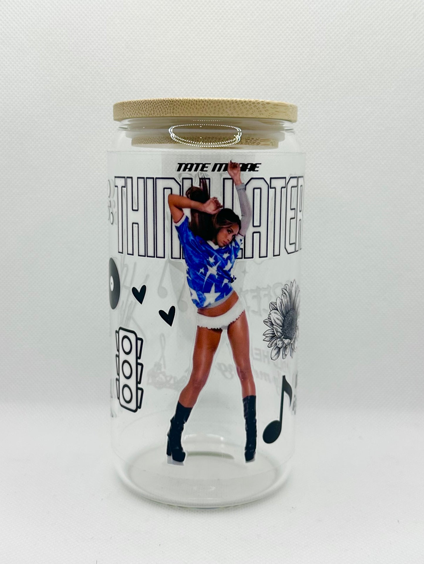 TM 16oz Clear Glass Tumbler with Straw