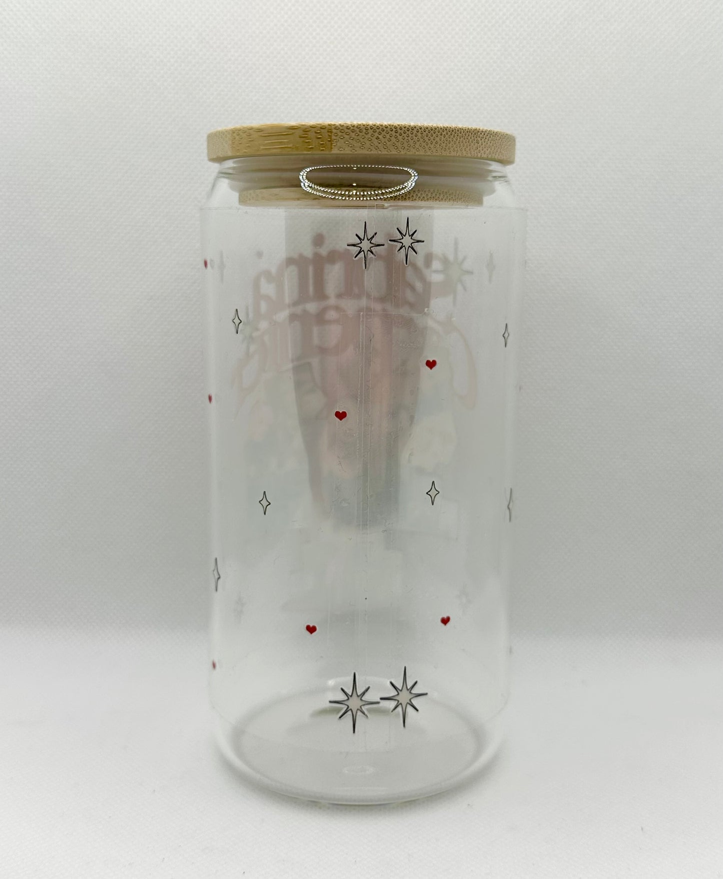 SC 16oz Clear Glass Tumbler with Straw