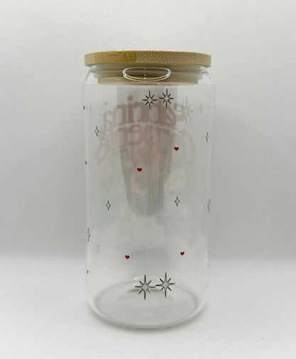 SC 16oz Clear Glass Tumbler with Straw