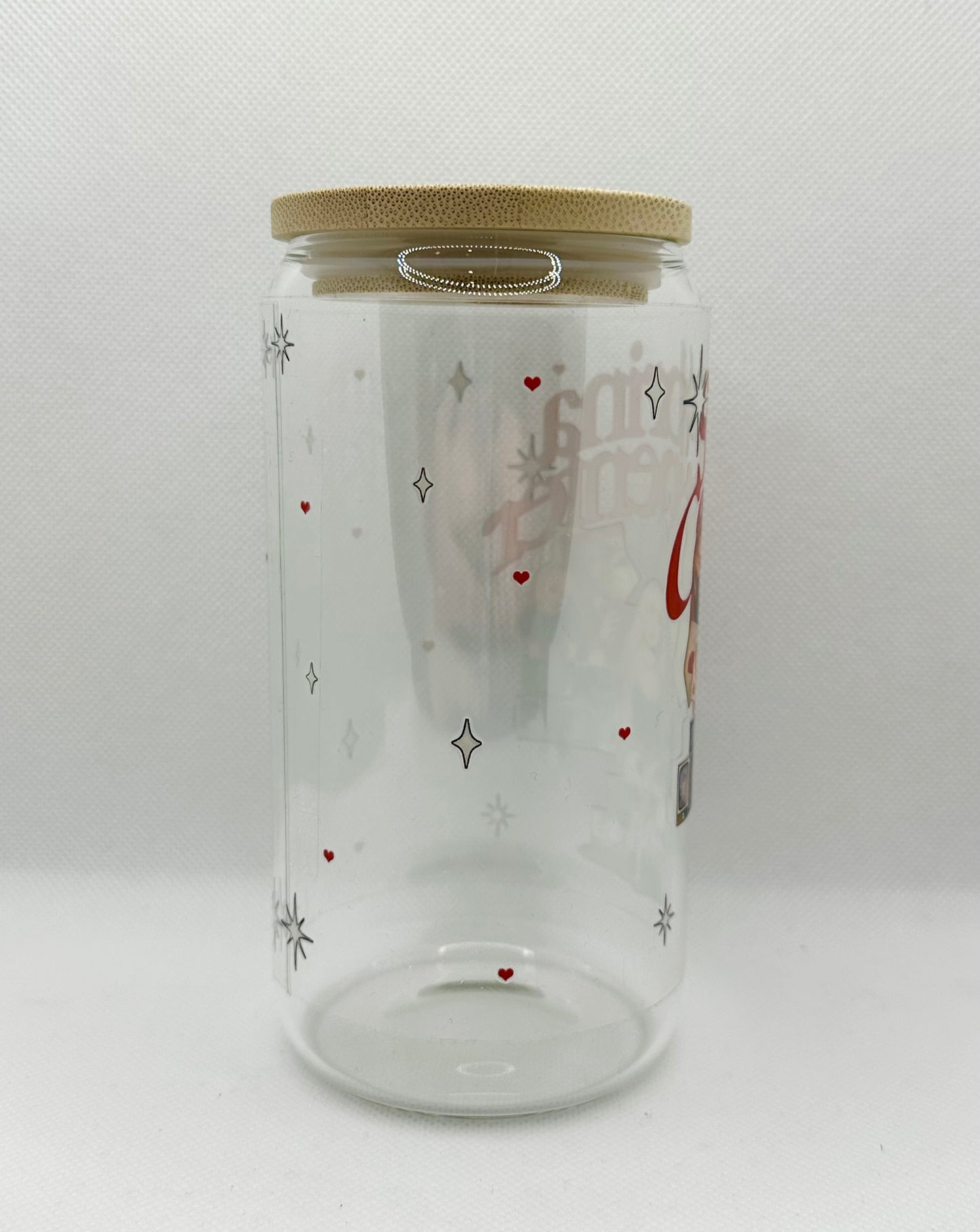 SC 16oz Clear Glass Tumbler with Straw