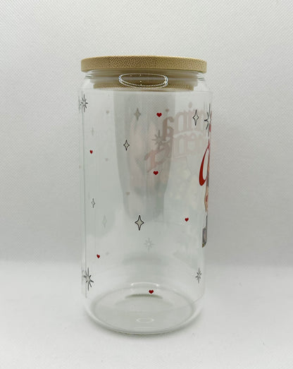 SC 16oz Clear Glass Tumbler with Straw