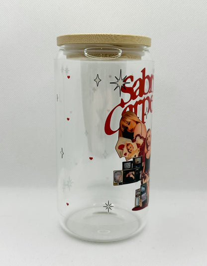 SC 16oz Clear Glass Tumbler with Straw