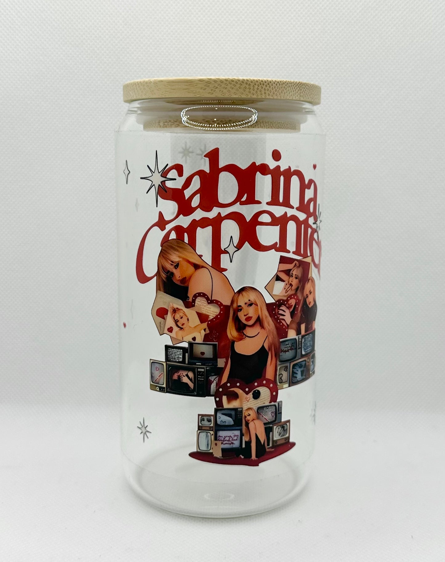 SC 16oz Clear Glass Tumbler with Straw