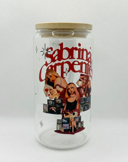 SC 16oz Clear Glass Tumbler with Straw