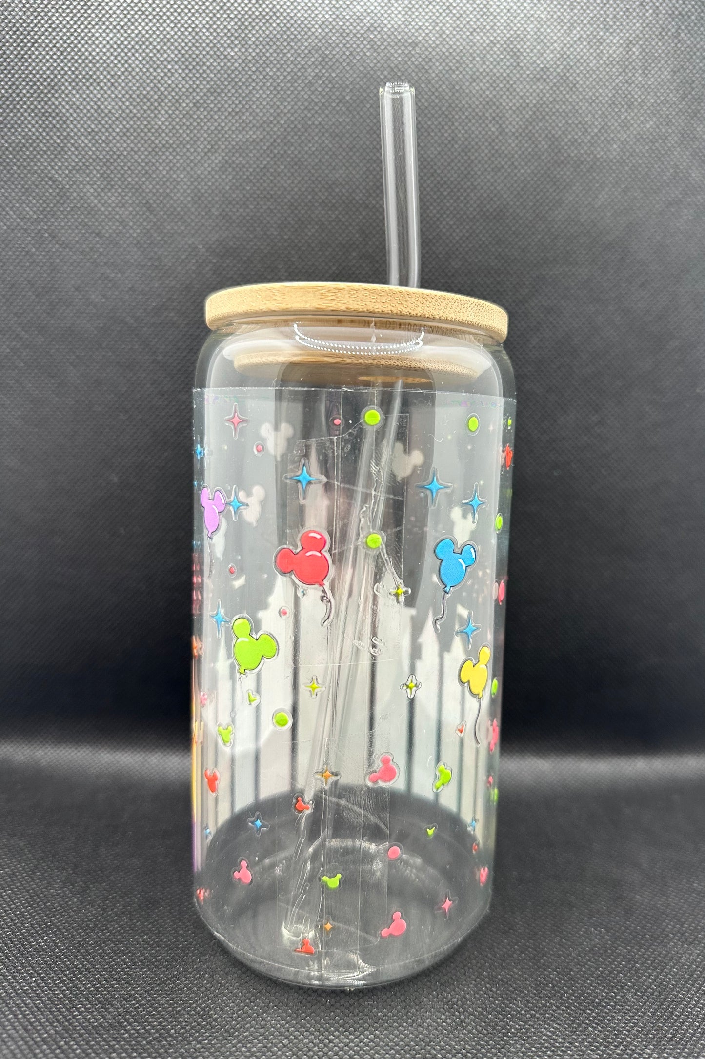 Multiple Princesses 16oz Clear Glass Tumbler with Straw