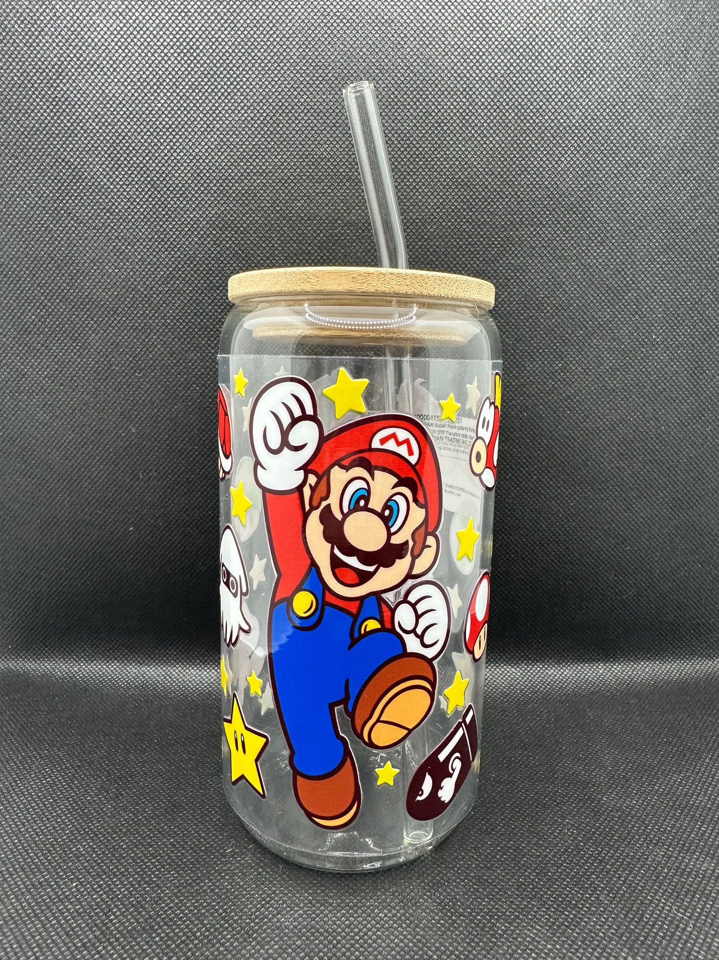 Cartoon Game 16oz Clear Glass Tumbler with Straw