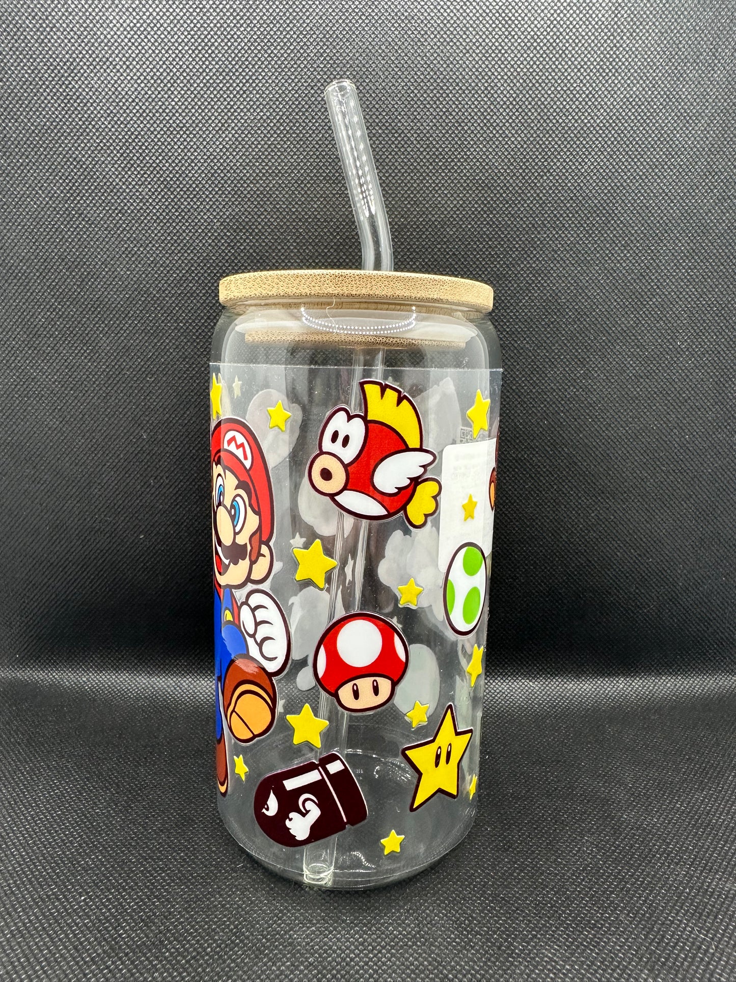 Cartoon Game 16oz Clear Glass Tumbler with Straw