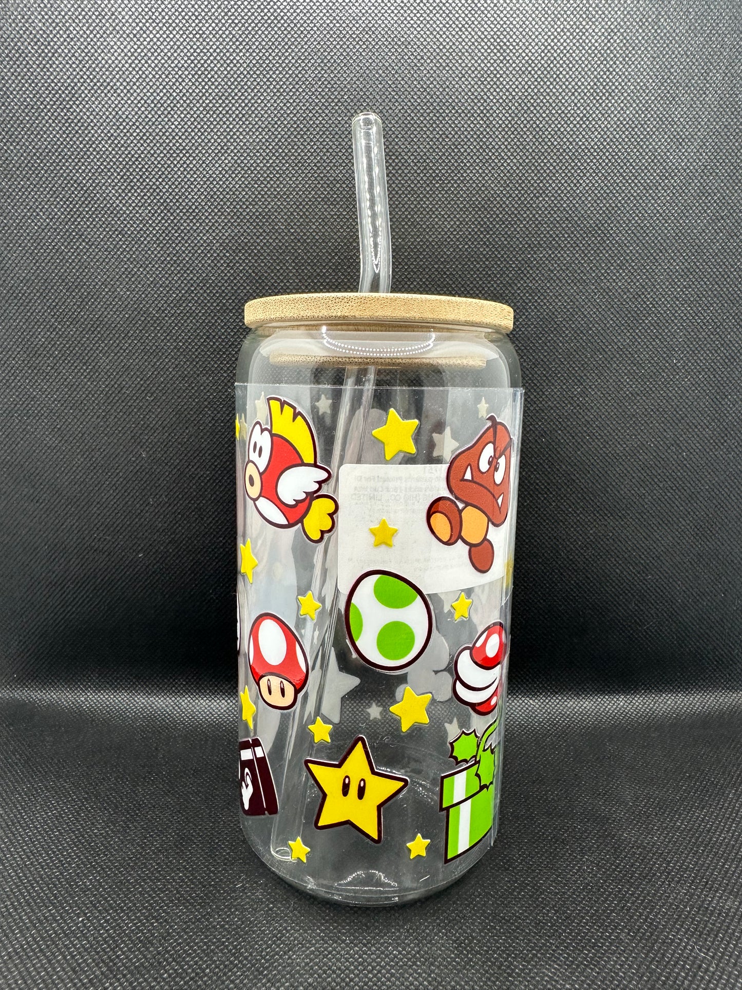 Cartoon Game 16oz Clear Glass Tumbler with Straw