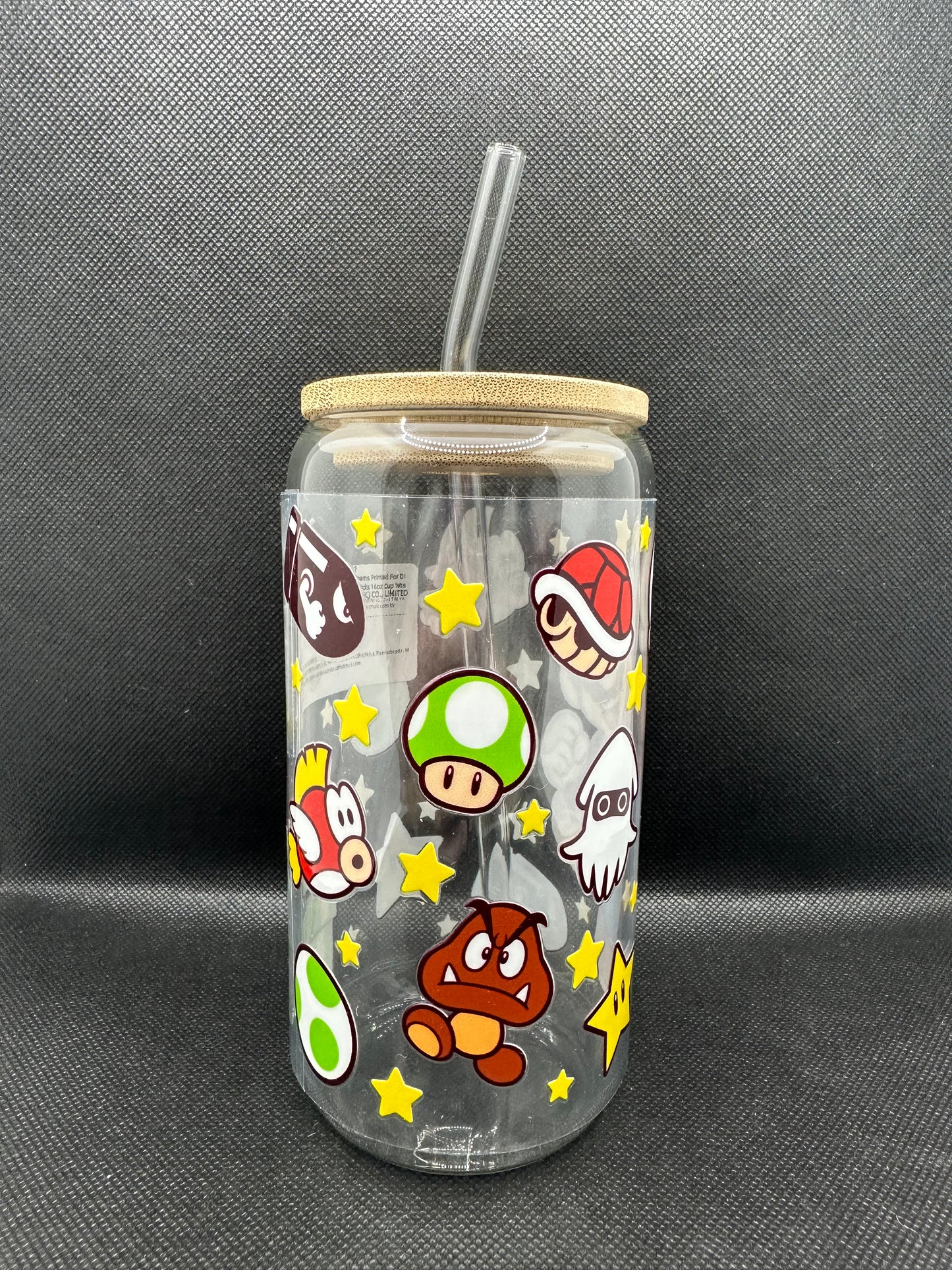 Cartoon Game 16oz Clear Glass Tumbler with Straw