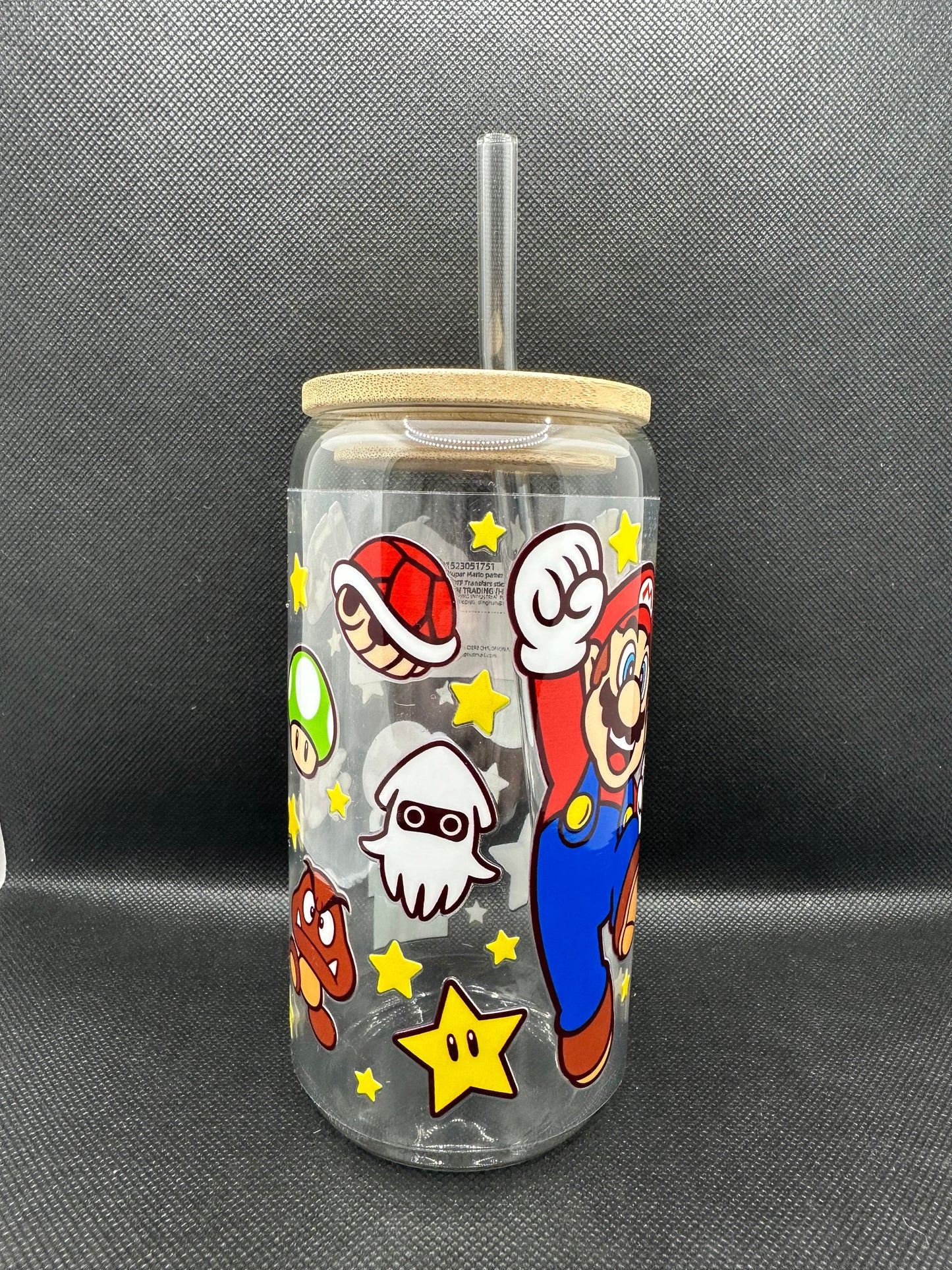 Cartoon Game 16oz Clear Glass Tumbler with Straw