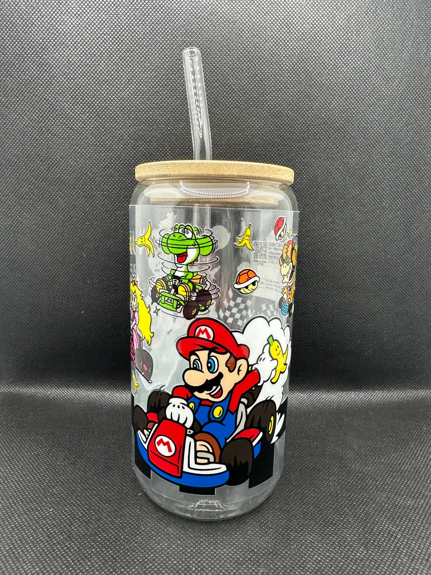 Cartoon Car Game 16oz Clear Glass Tumbler with Straw