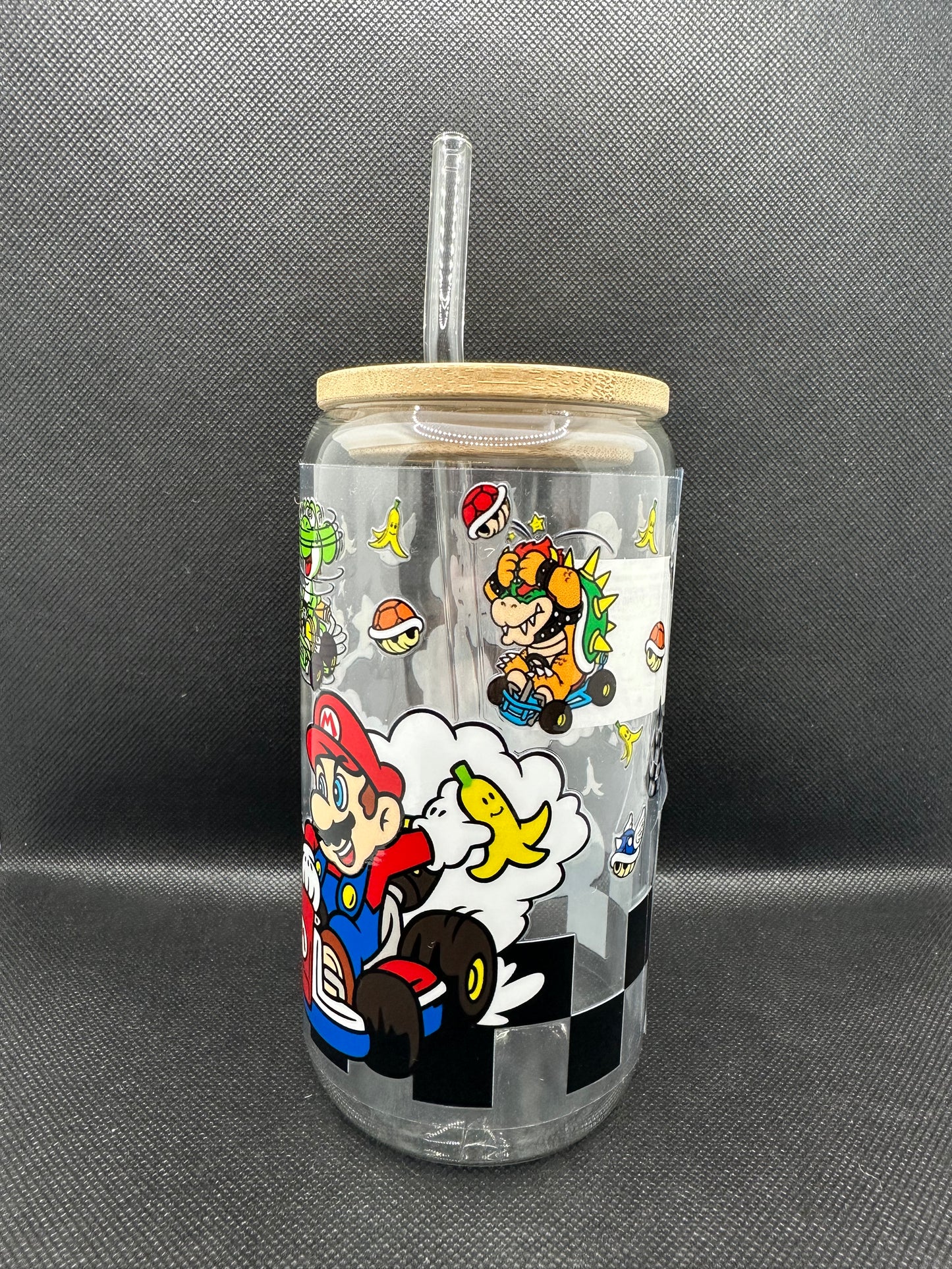 Cartoon Car Game 16oz Clear Glass Tumbler with Straw