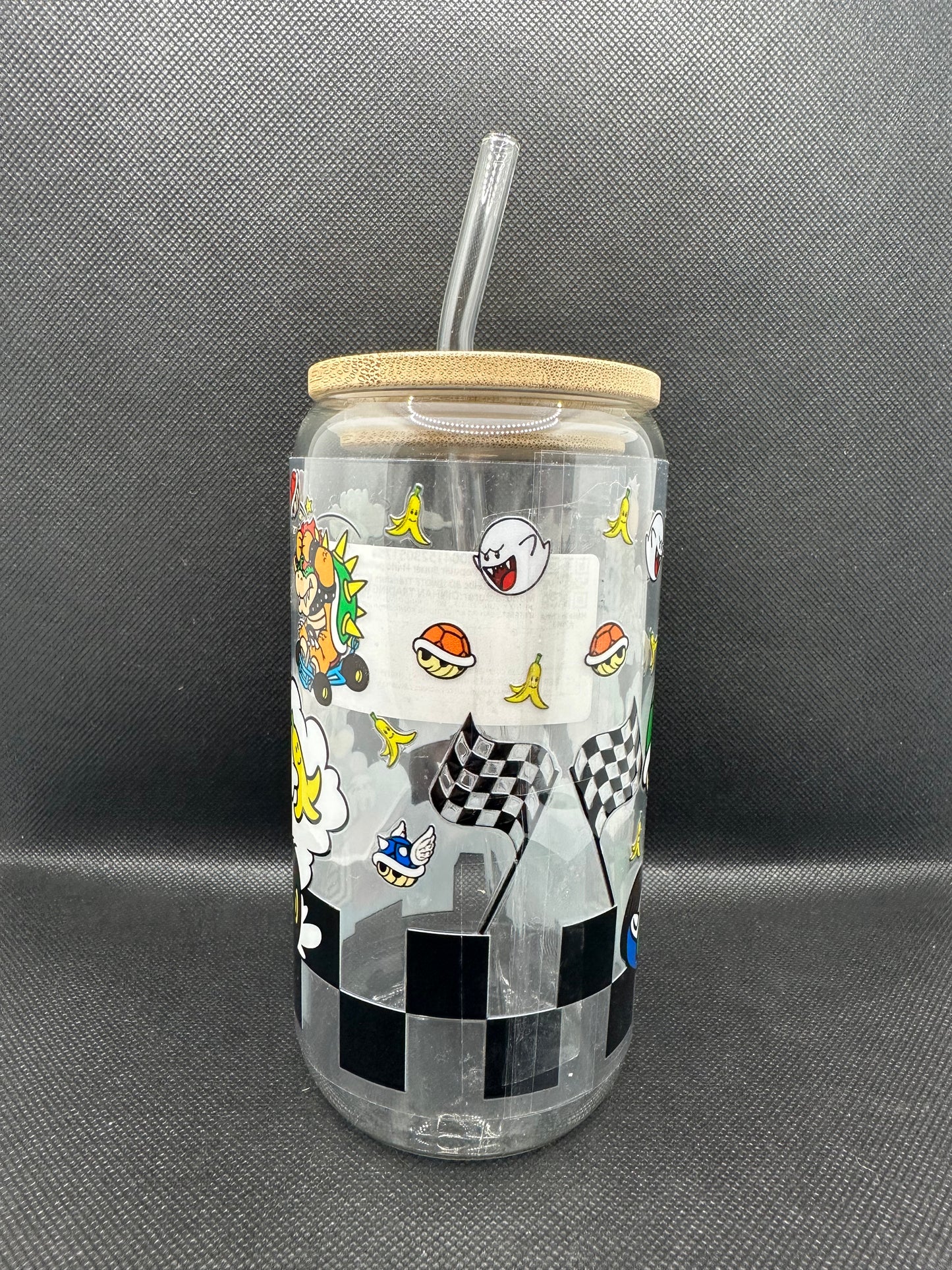 Cartoon Car Game 16oz Clear Glass Tumbler with Straw