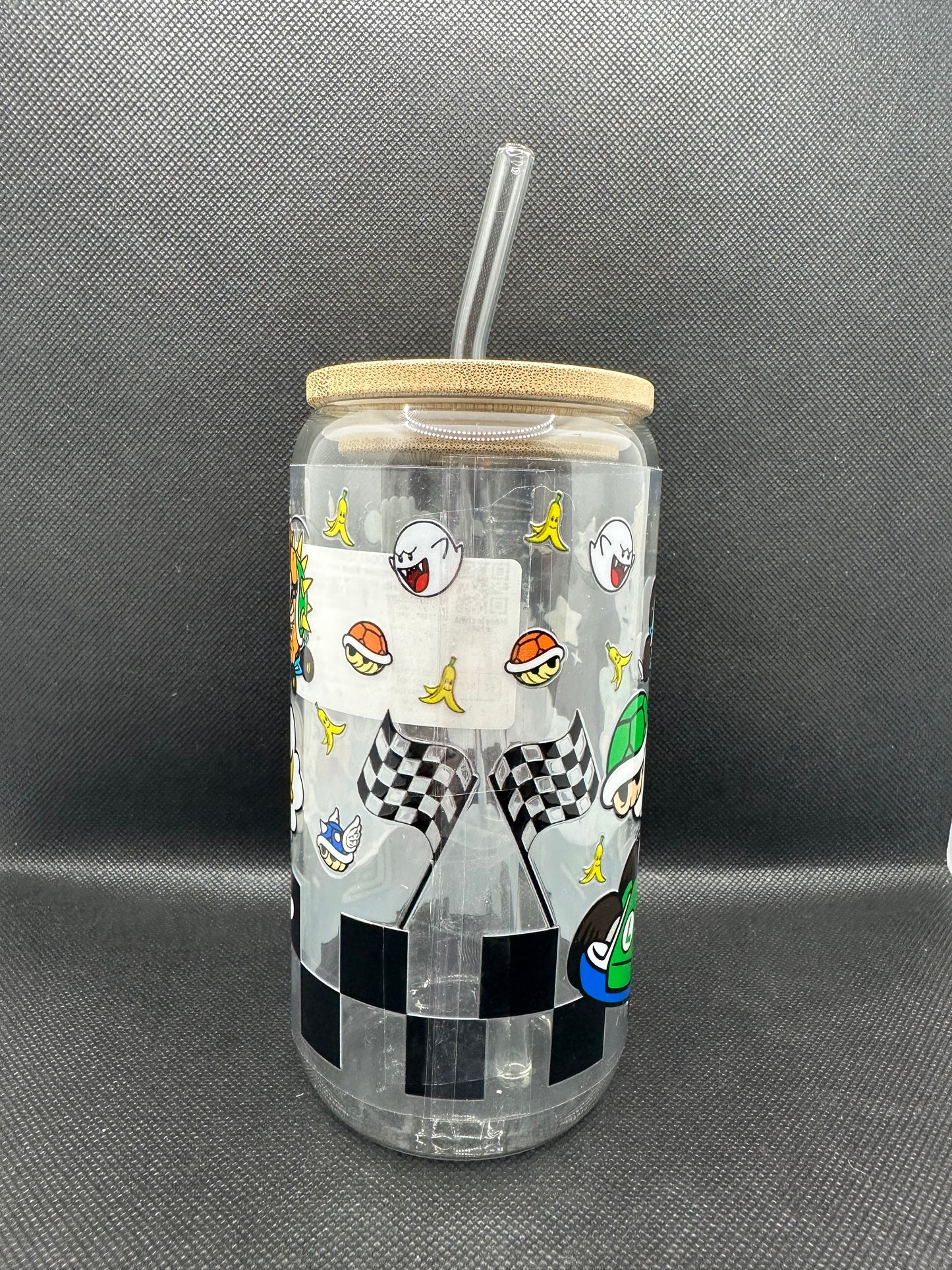 Cartoon Car Game 16oz Clear Glass Tumbler with Straw