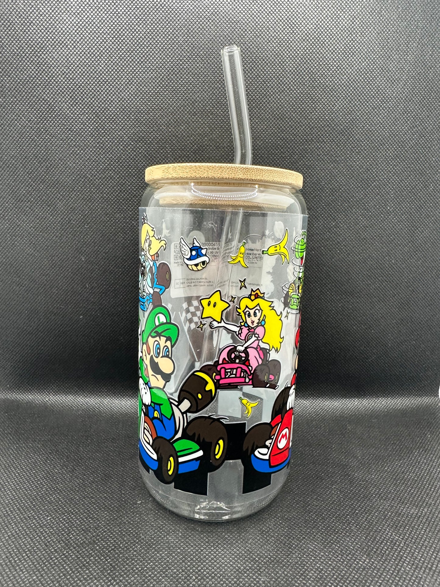 Cartoon Car Game 16oz Clear Glass Tumbler with Straw