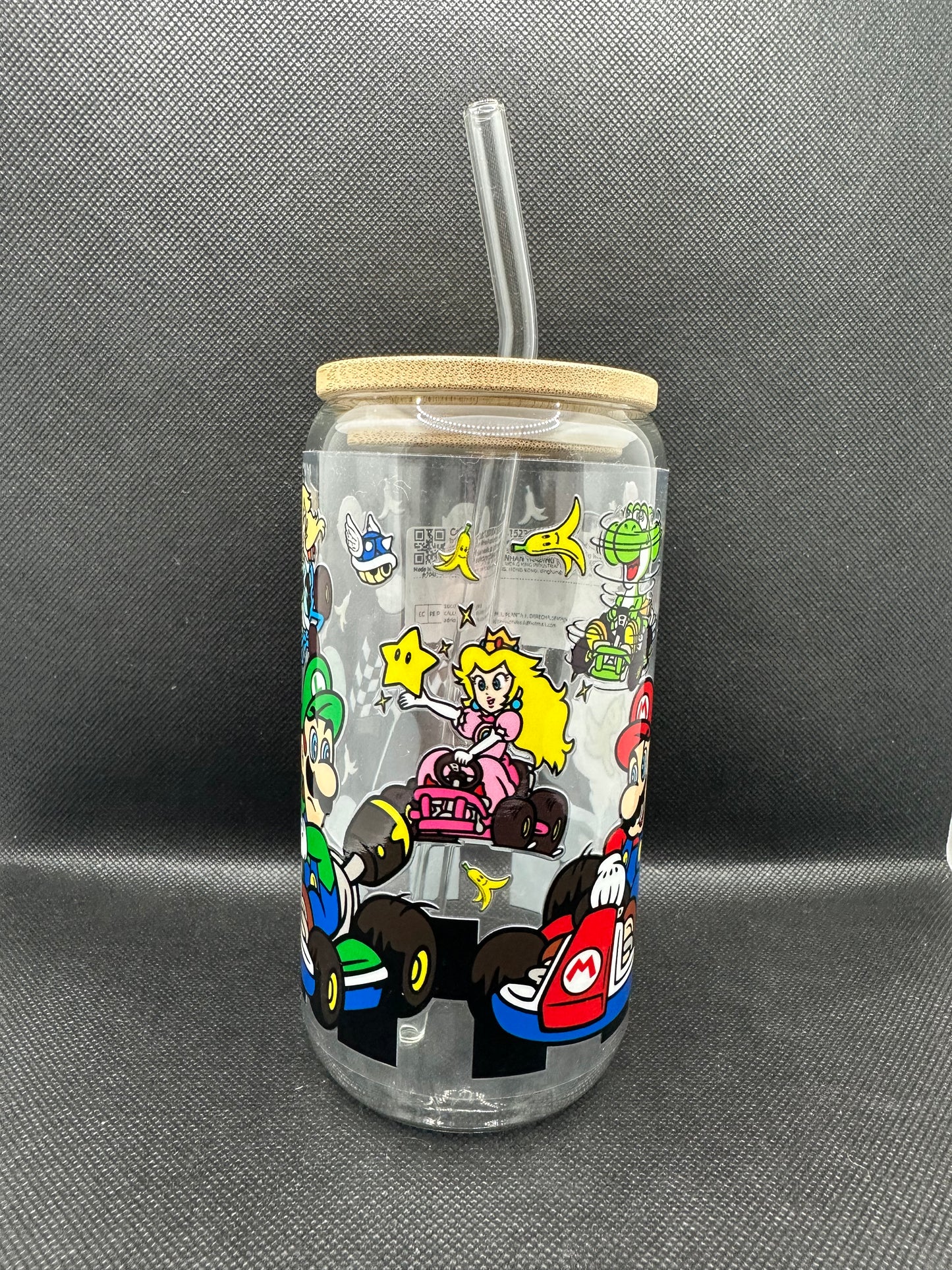 Cartoon Car Game 16oz Clear Glass Tumbler with Straw
