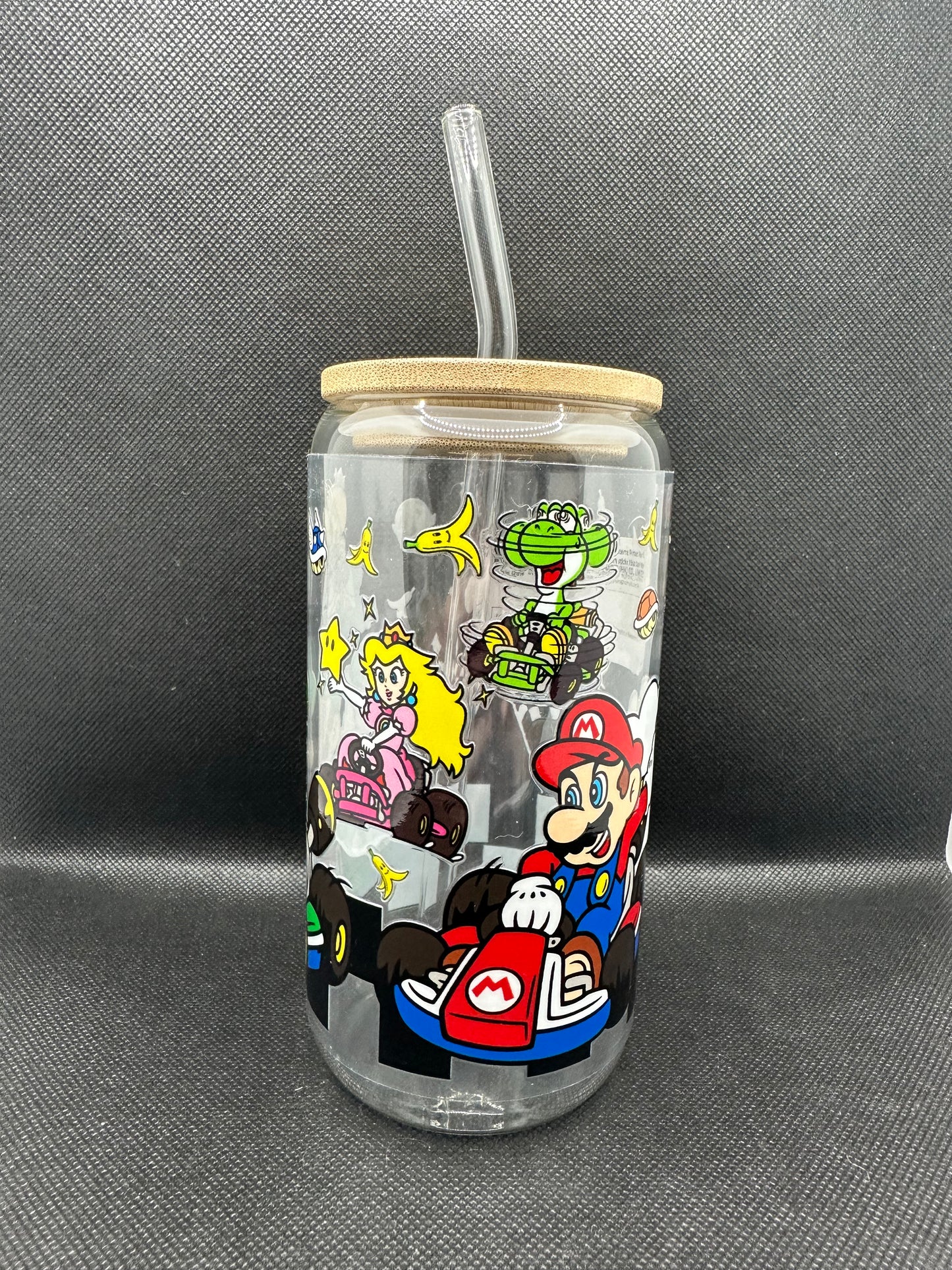 Cartoon Car Game 16oz Clear Glass Tumbler with Straw