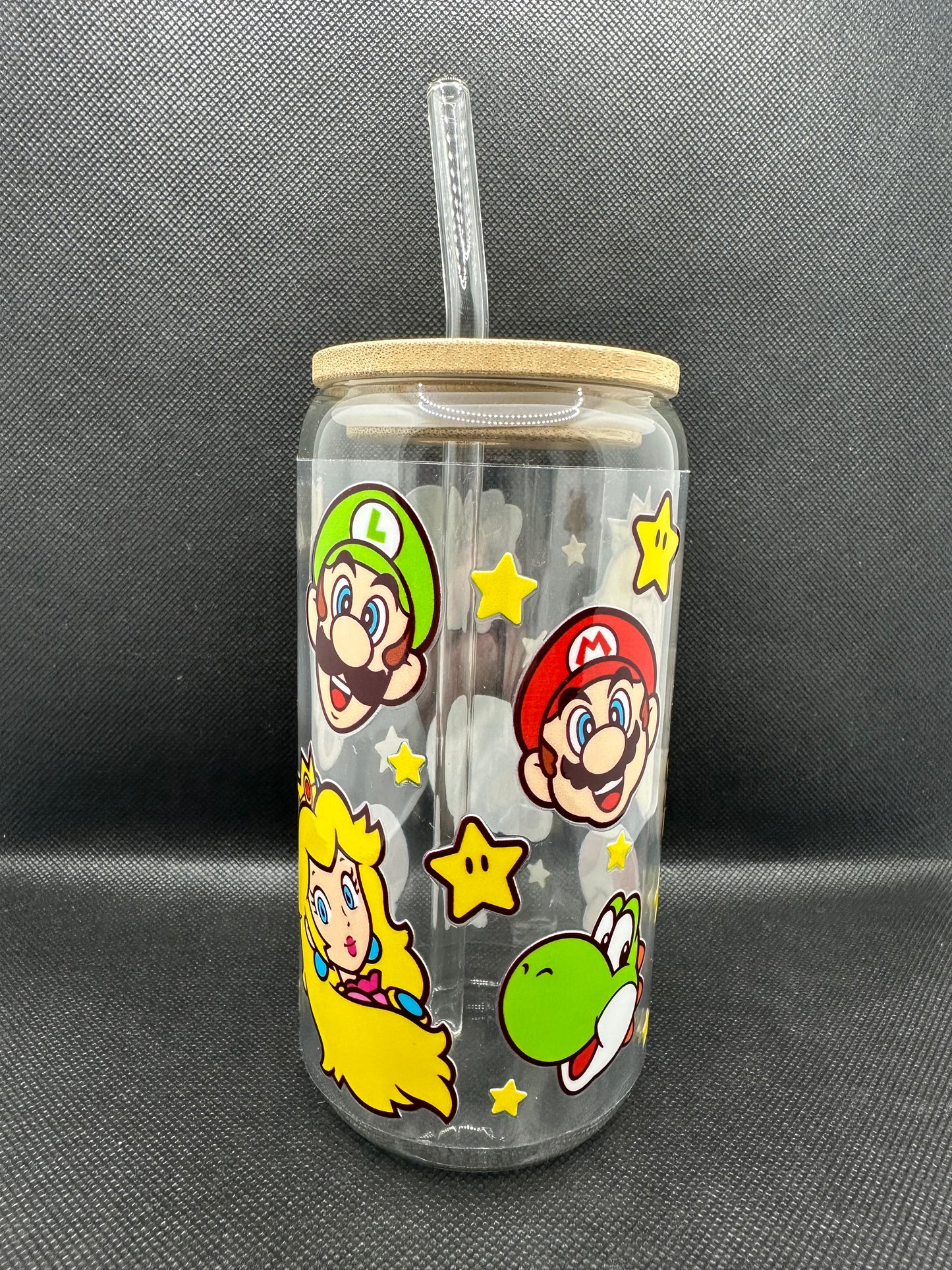 Cartoon Game 16oz Clear Glass Tumbler with Straw