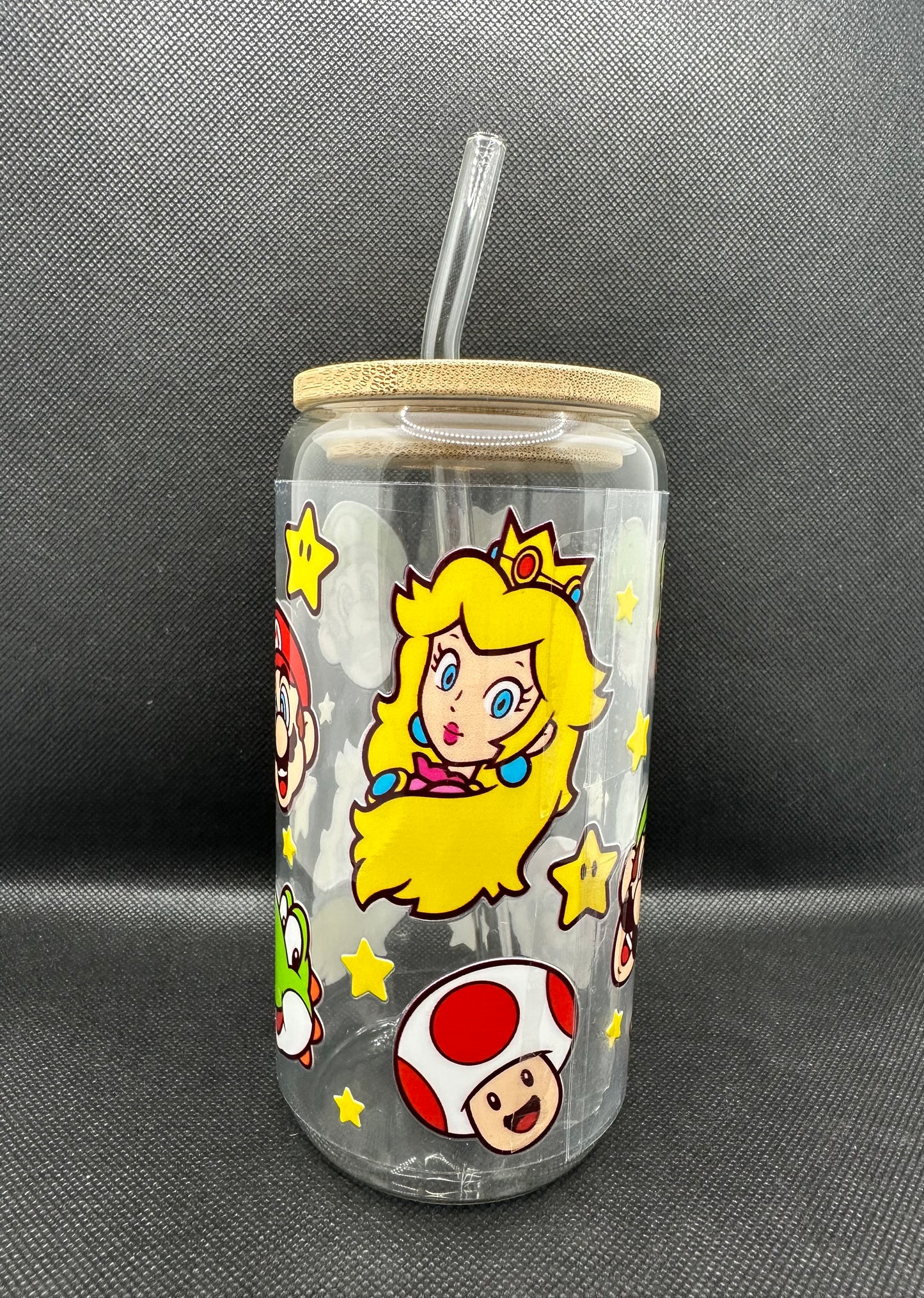 Cartoon Game 16oz Clear Glass Tumbler with Straw