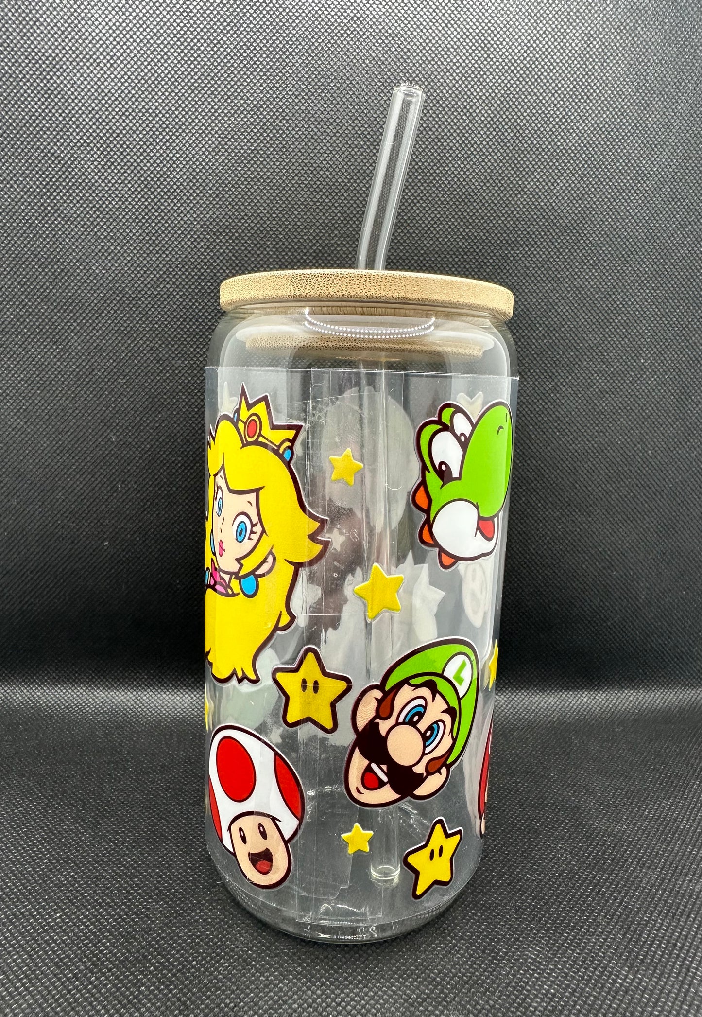 Cartoon Game 16oz Clear Glass Tumbler with Straw