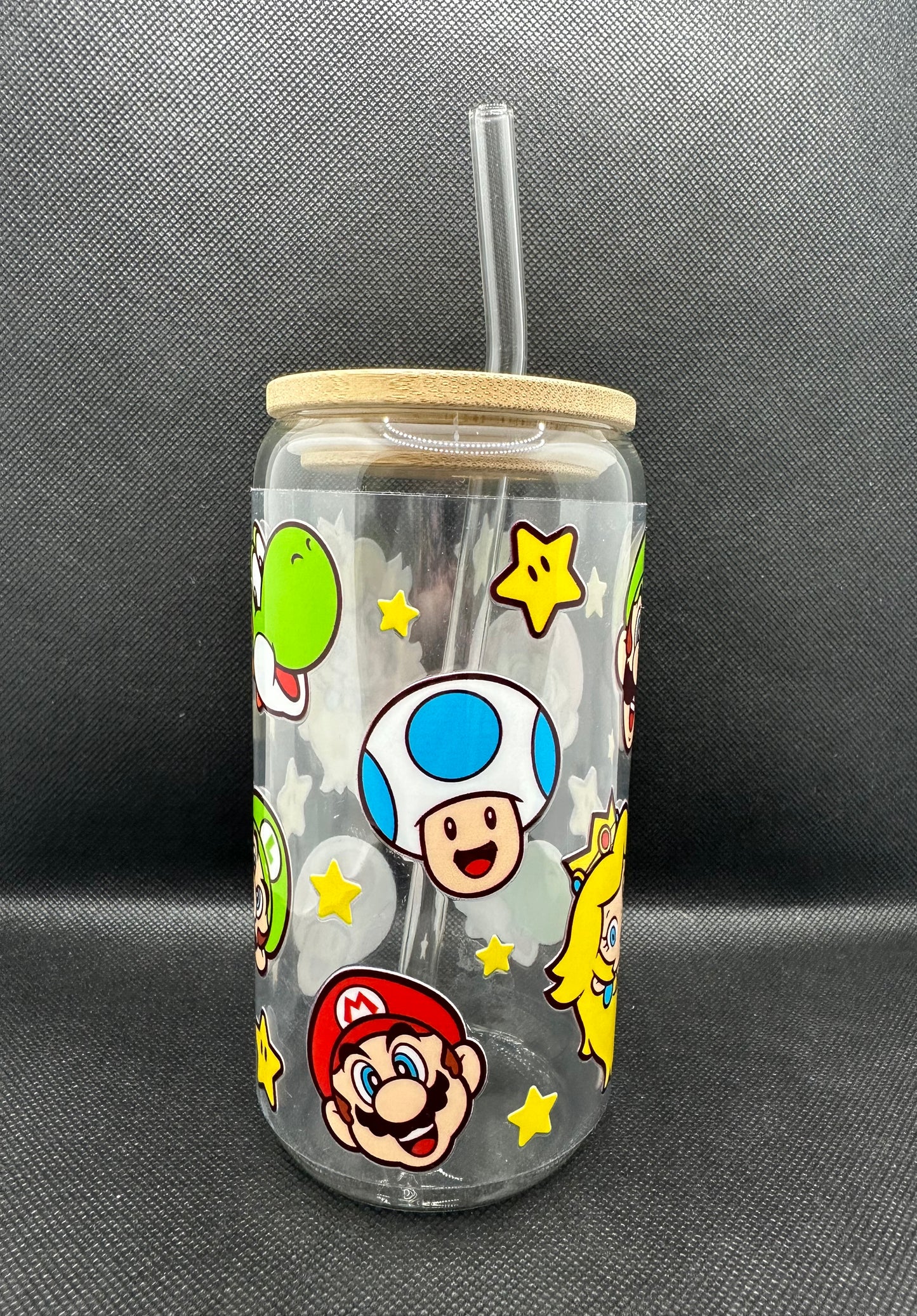 Cartoon Game 16oz Clear Glass Tumbler with Straw