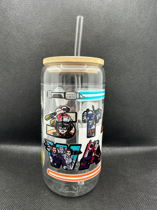 Sci-Fi Movie Inspired 16oz Glass Tumbler with Straw