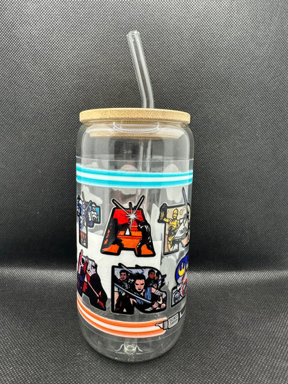 Sci-Fi Movie Inspired 16oz Glass Tumbler with Straw