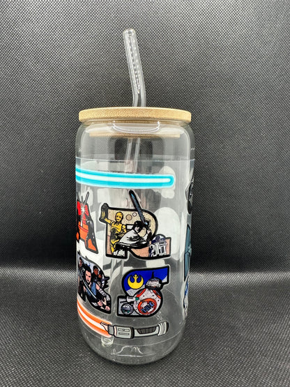 Sci-Fi Movie Inspired 16oz Glass Tumbler with Straw