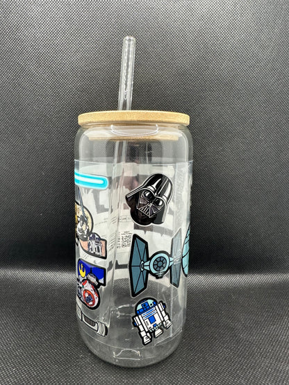 Sci-Fi Movie Inspired 16oz Glass Tumbler with Straw