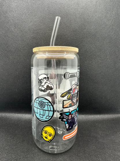 Sci-Fi Movie Inspired 16oz Glass Tumbler with Straw