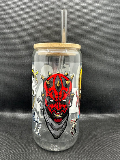 Sci-Fi Movie Inspired 16oz Glass Tumbler with Straw