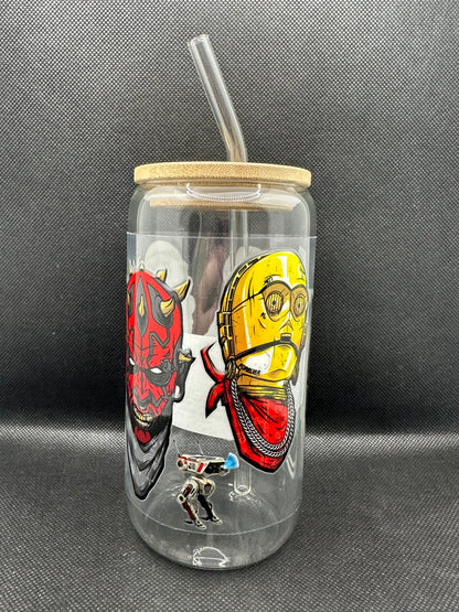 Sci-Fi Movie Inspired 16oz Glass Tumbler with Straw