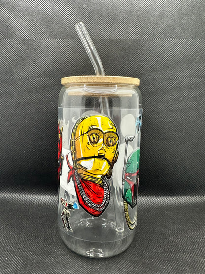 Sci-Fi Movie Inspired 16oz Glass Tumbler with Straw