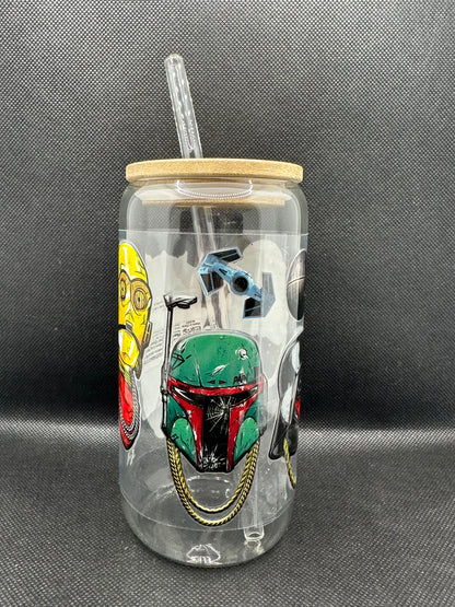 Sci-Fi Movie Inspired 16oz Glass Tumbler with Straw